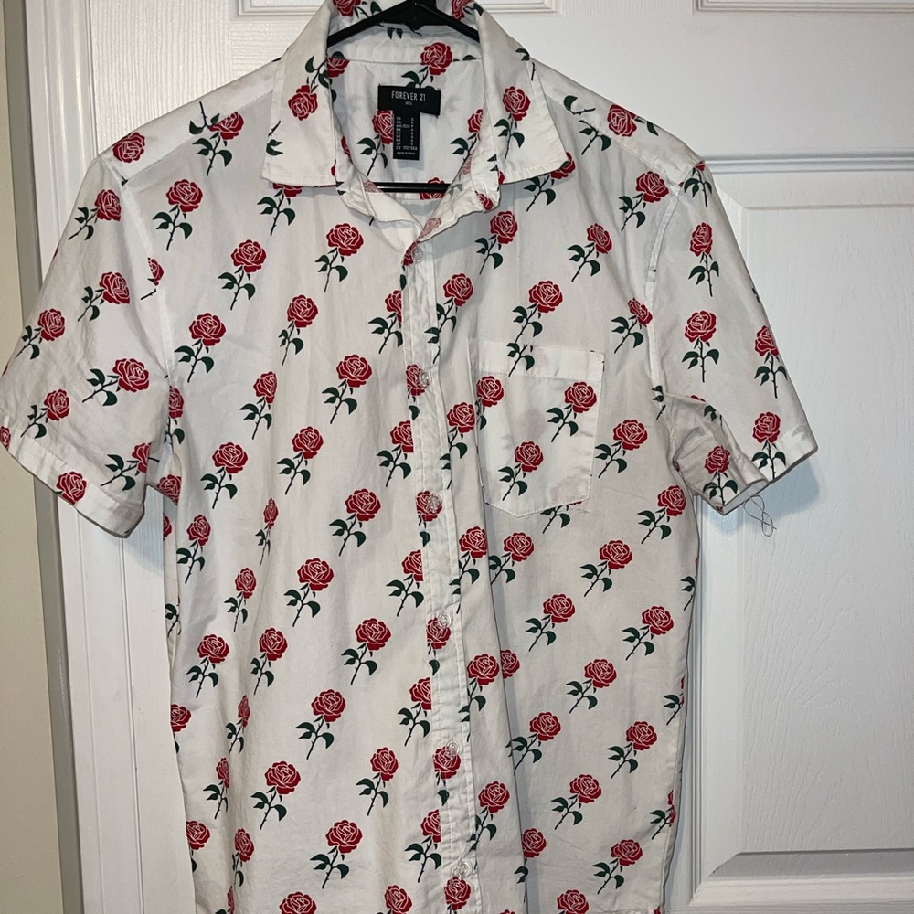 Mens button down Rose shirt size small Forever 21